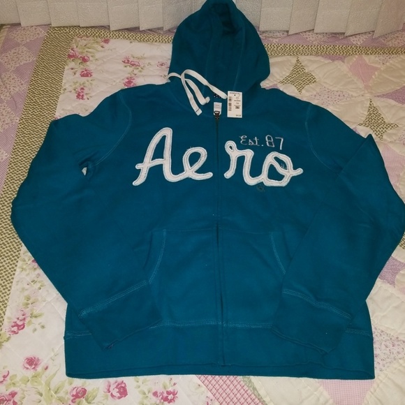 Aeropostale Tops - Aeropostale Dark Turquoise Zip Up Hoodie